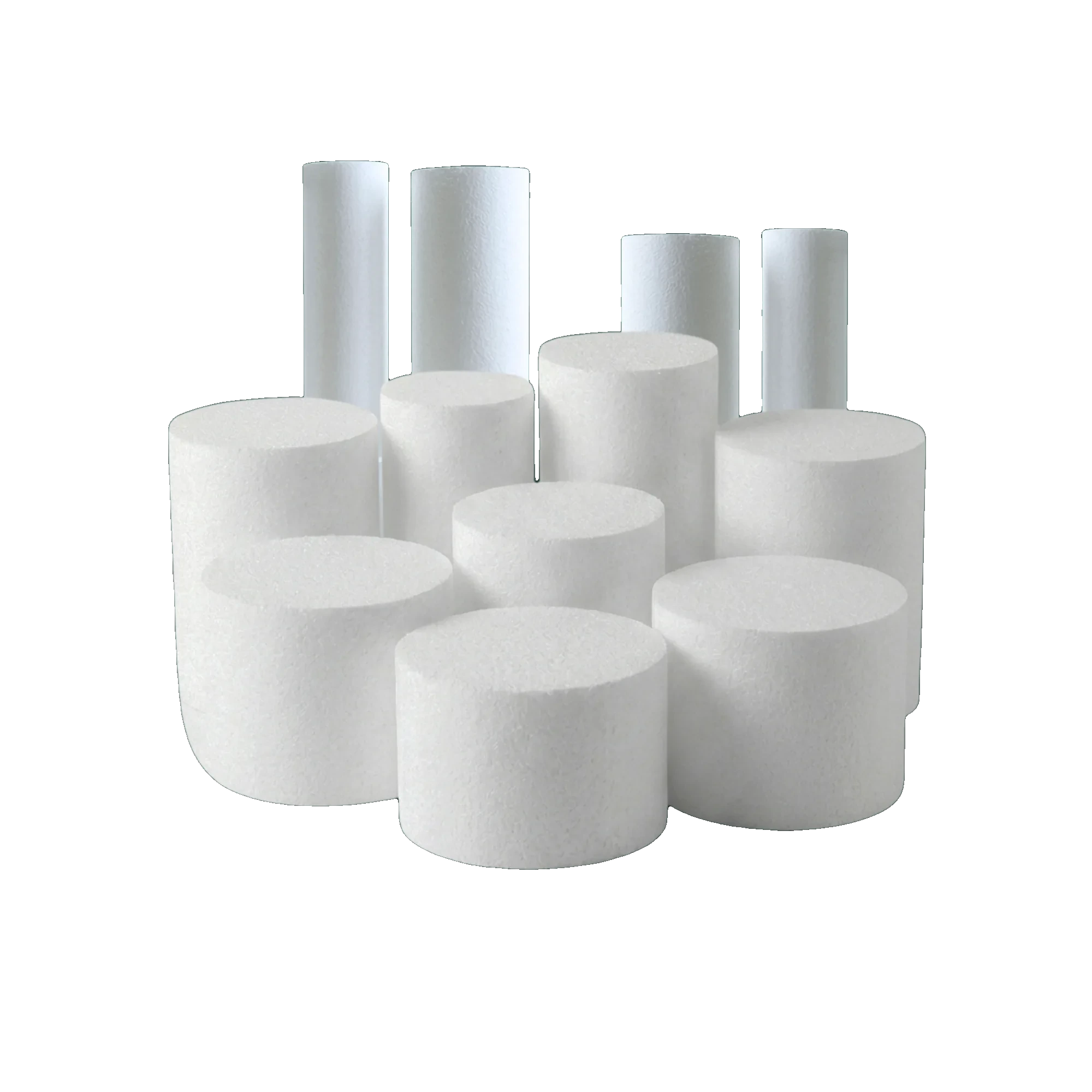 Cilindros Durapor. Cilindros de EPS para manualidades, bases decorativas, exhibiciones y piezas volumétricas de bajo peso.